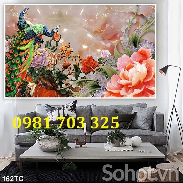Tranh gạch men 3D chim công