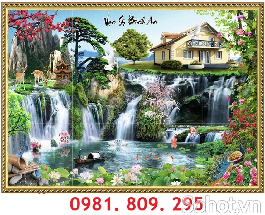 Tranh Gạch , tranh 3d phong cảnh phòng khách