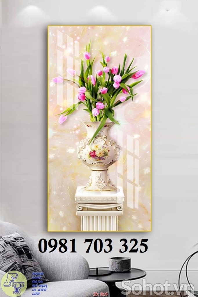 Gạch tranh 3d chim công trang trí