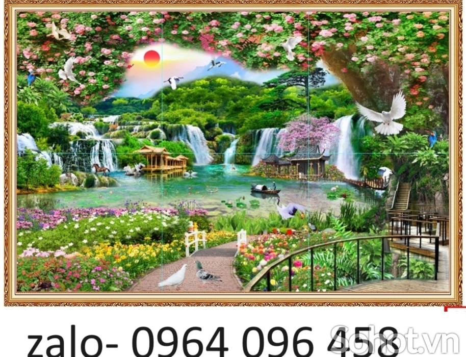 Tranh gạch 3d trang trí phòng khách đẹp - CVB7