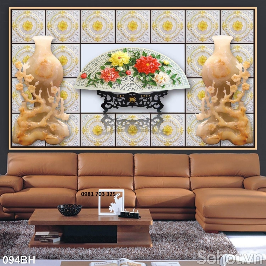Tranh gạch 3d bình hoa sang trọng