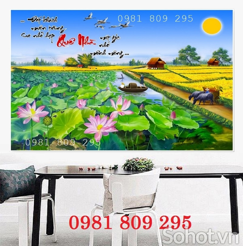 Tranh gạch hoa sen đẹp