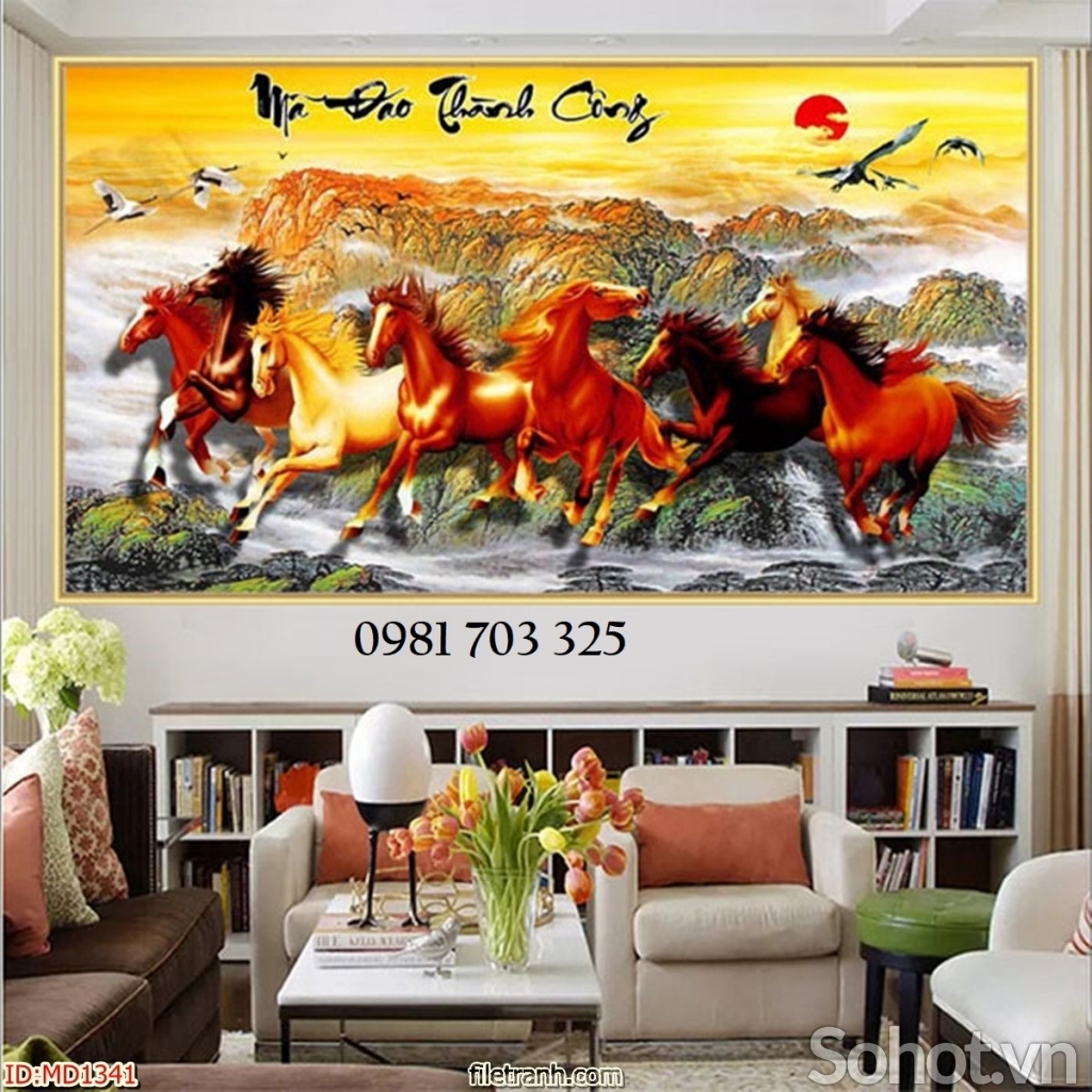 Tranh gạch phong thủy mã đáo thành công