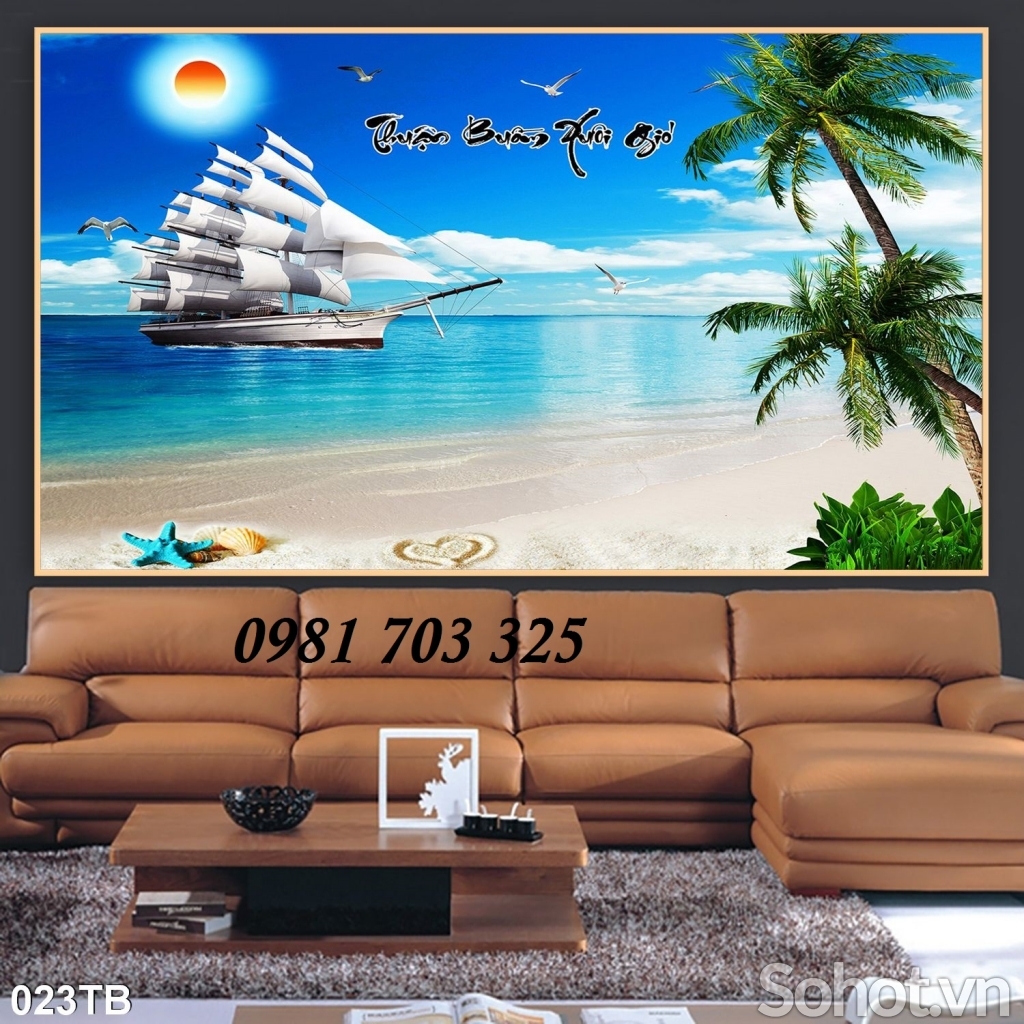 Tranh thuyền buồm phong thủy- gạch tranh 3D