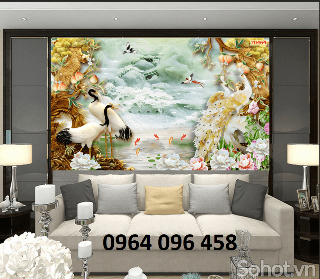 Gạch tranh 3d trang trí phòng khách đẹp - HTR3