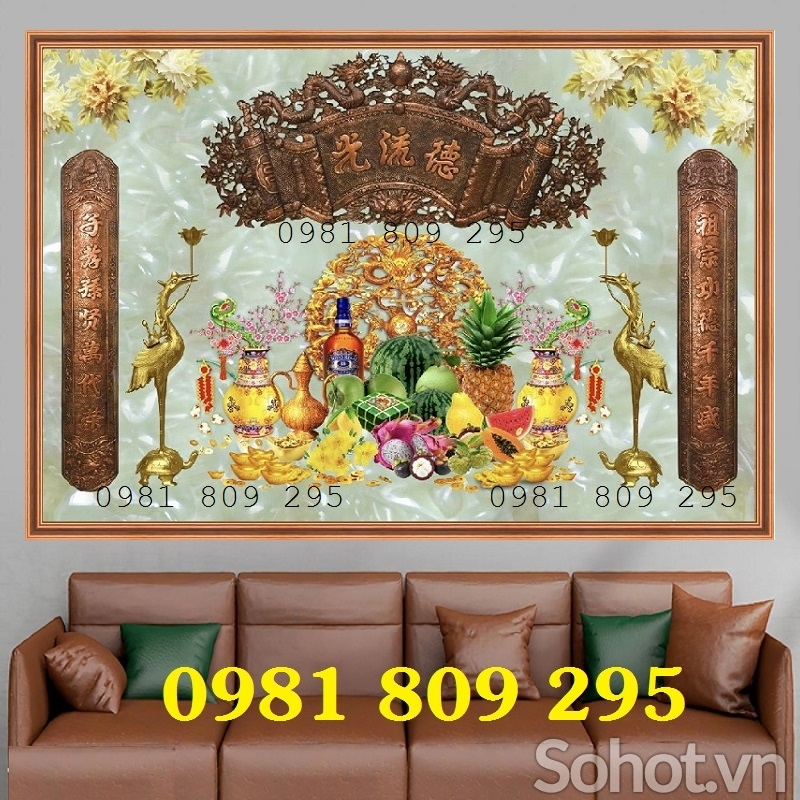 Tranh 3d chữ phúc , gạch tranh phòng thờ HN9292
