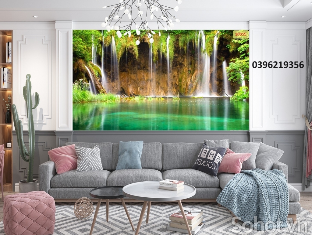 Tranh gạch 3D hình thác nước trang trí