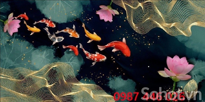Tranh cá chép, gạch tranh ốp tường