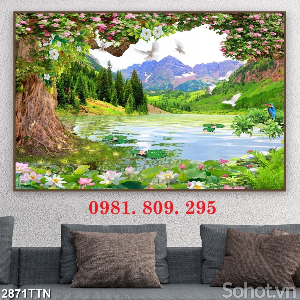 Gạch tranh cây cổ thụ 3d phong thủy