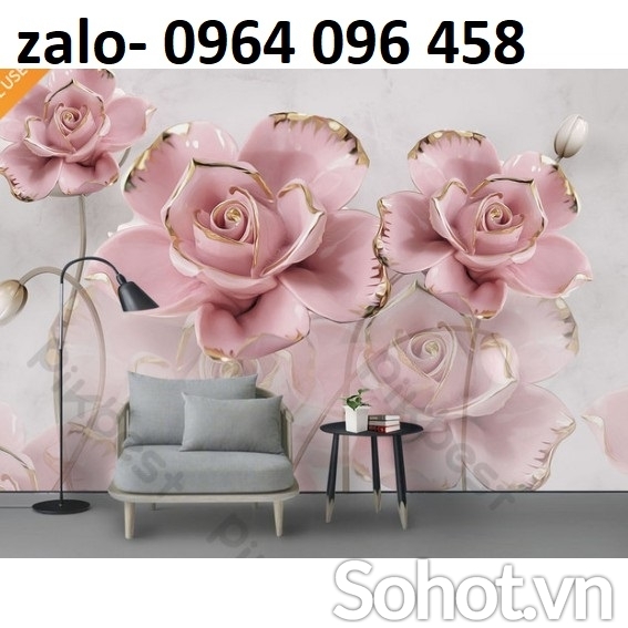 Tranh gạch men 3d ốp tường hoa hồng - XVB88