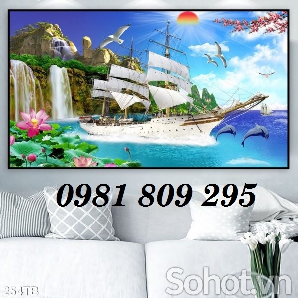 Thuận buồm xuôi gió , tranh gạch 3d thuyền
