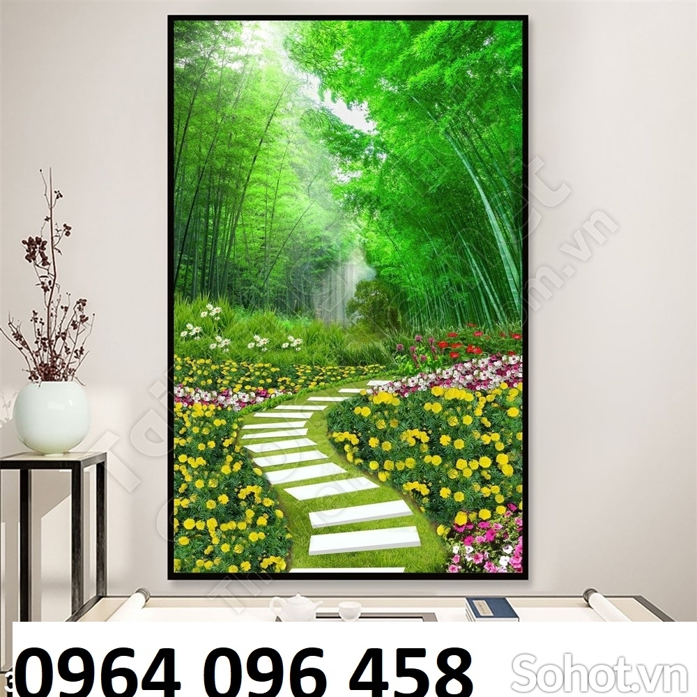 Tranh gạch 3d phong thủy phòng khách - KXDC4