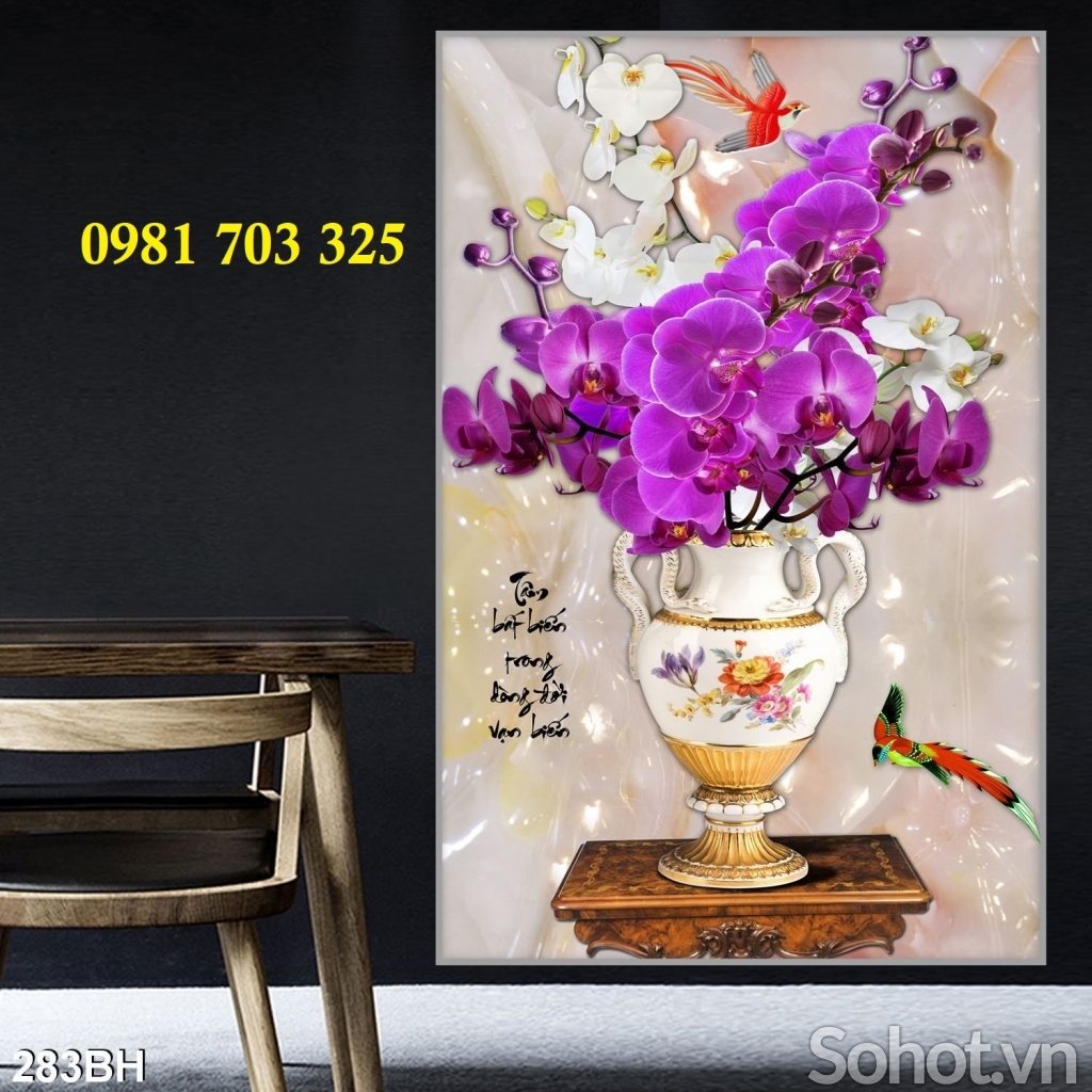 Tranh gạch 3d bình hoa sang trọng