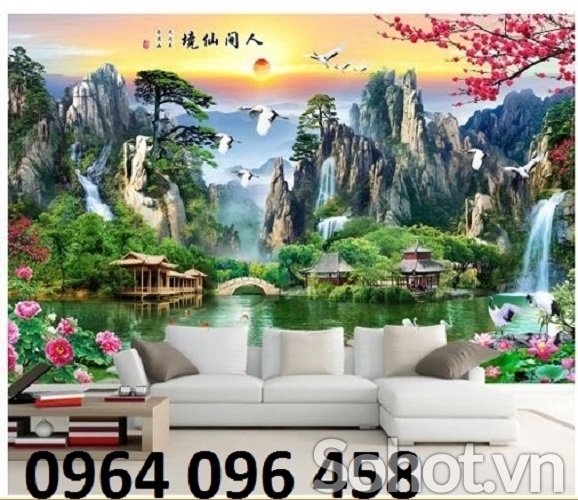 Tranh gạch 3d phong cảnh sơn thủy hữu tình - MNN77
