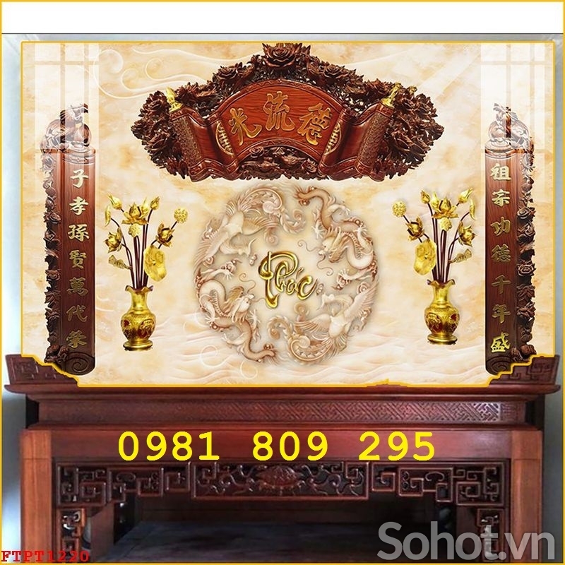 Tranh 3d phòng thờ , tranh gạch men HP8578