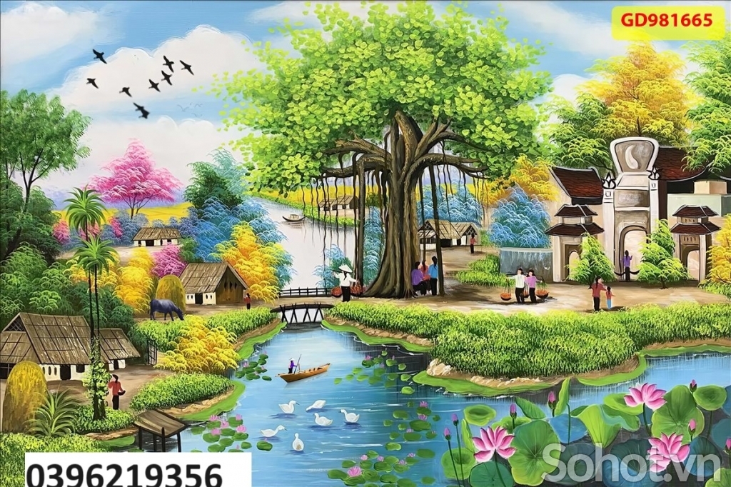 Tranh gạch đồng quê đẹp