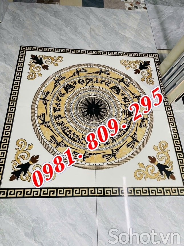 thảm gạch trống đồng vuông cao cấp lát hiên