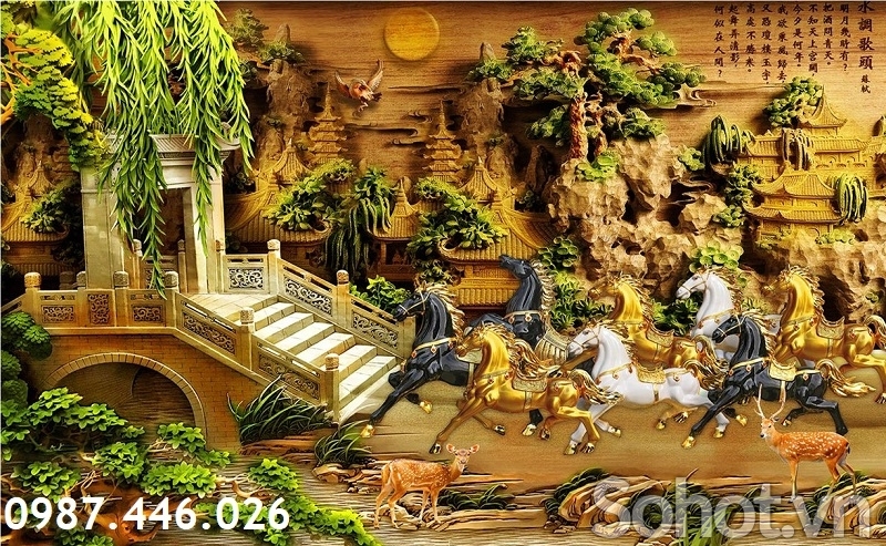 Tranh gạch men mã đáo thành công HP97383