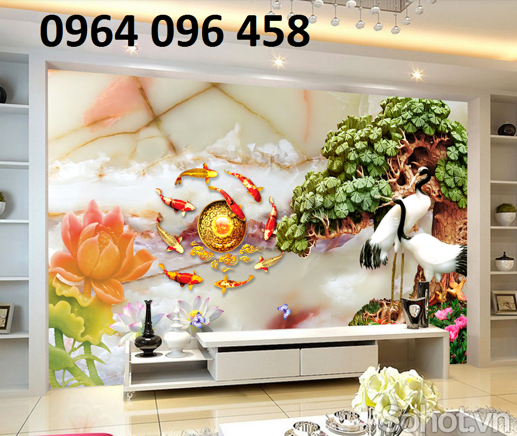 Tranh gạch 3d phong thủy phòng khách - FCC84