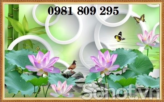 tranh 3d hoaa sen - tranh gạch