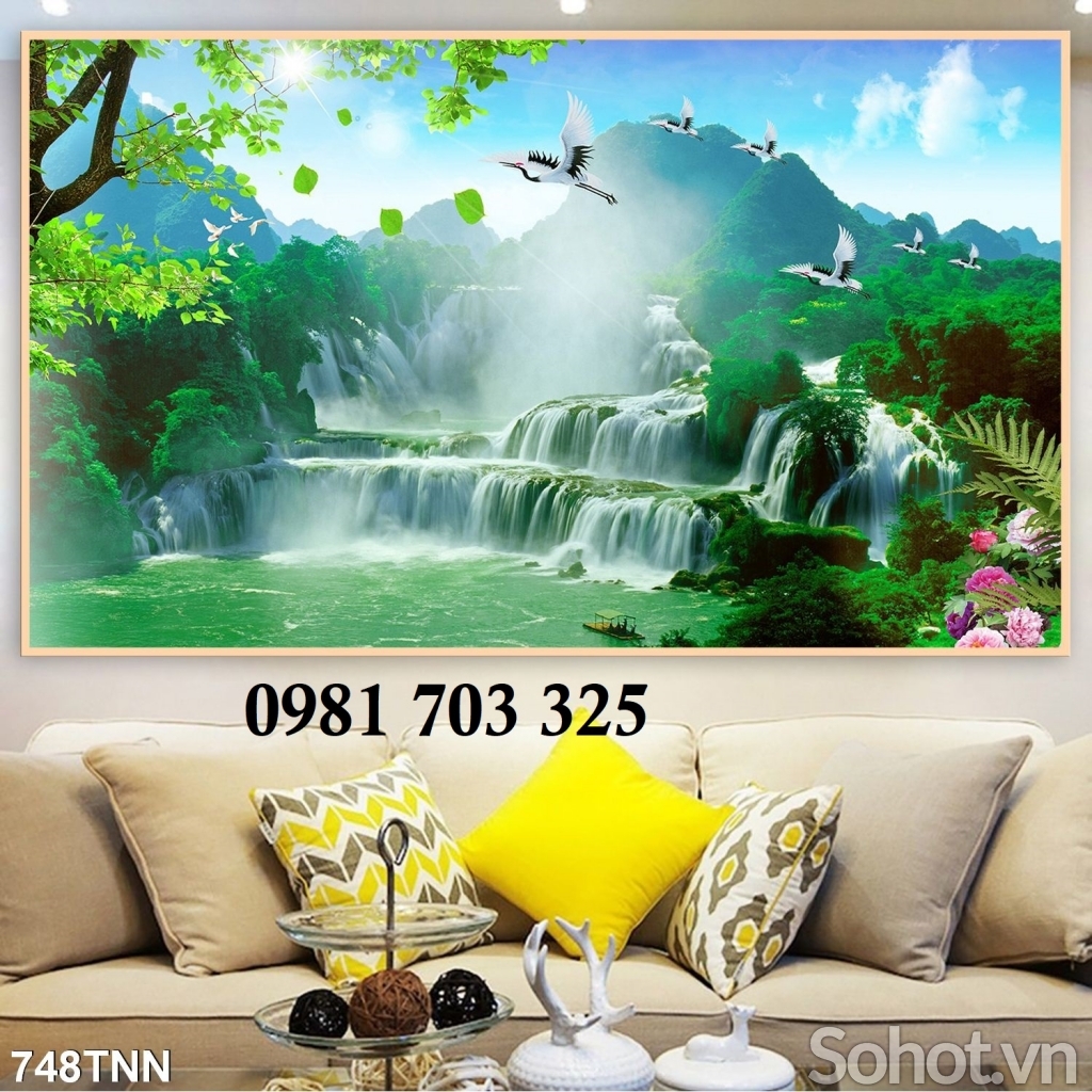 Tranh gachụ phong cảnh trang trí phòng khách