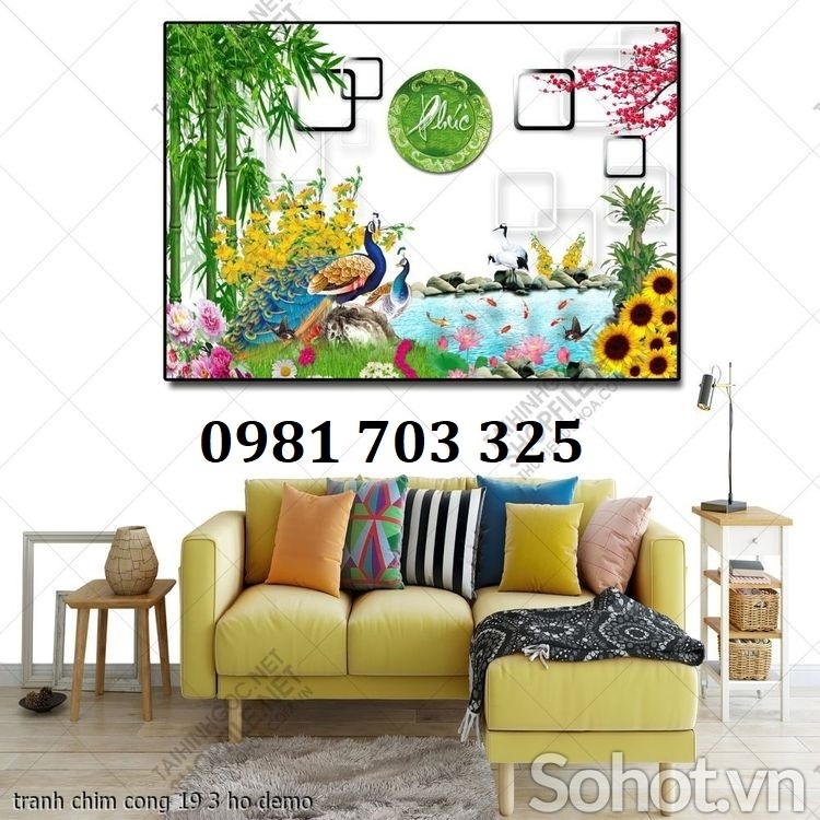 Gạch tranh 3d chim công sang trọng