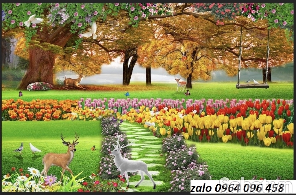 Tranh gạch 3d hoa cỏ thiên nhiên - DVB97
