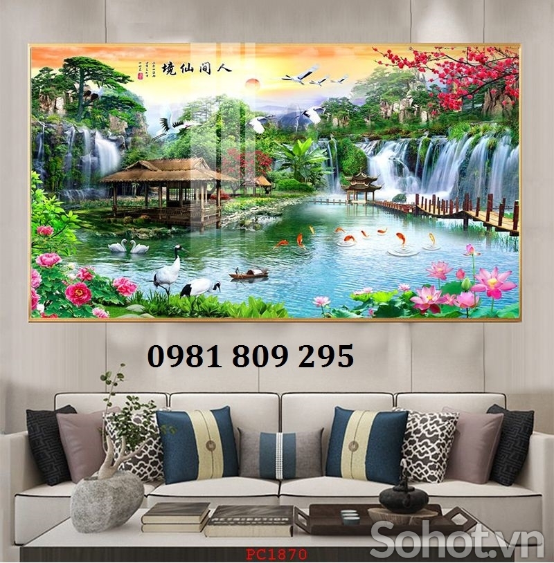 Tranh 3d sơn thủy hữu tình ,gạch tranh