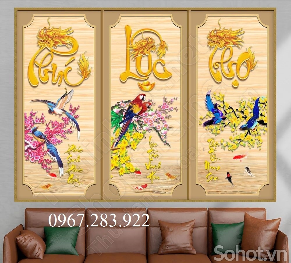 Gạch tranh- Tranh phong thuỷ Phúc Lộc Thọ