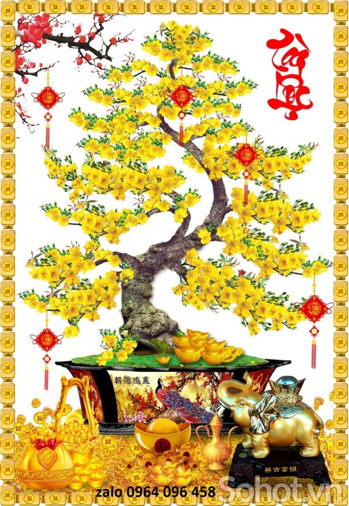 Tranh gạch 3d hoa mai vàng - SDF53