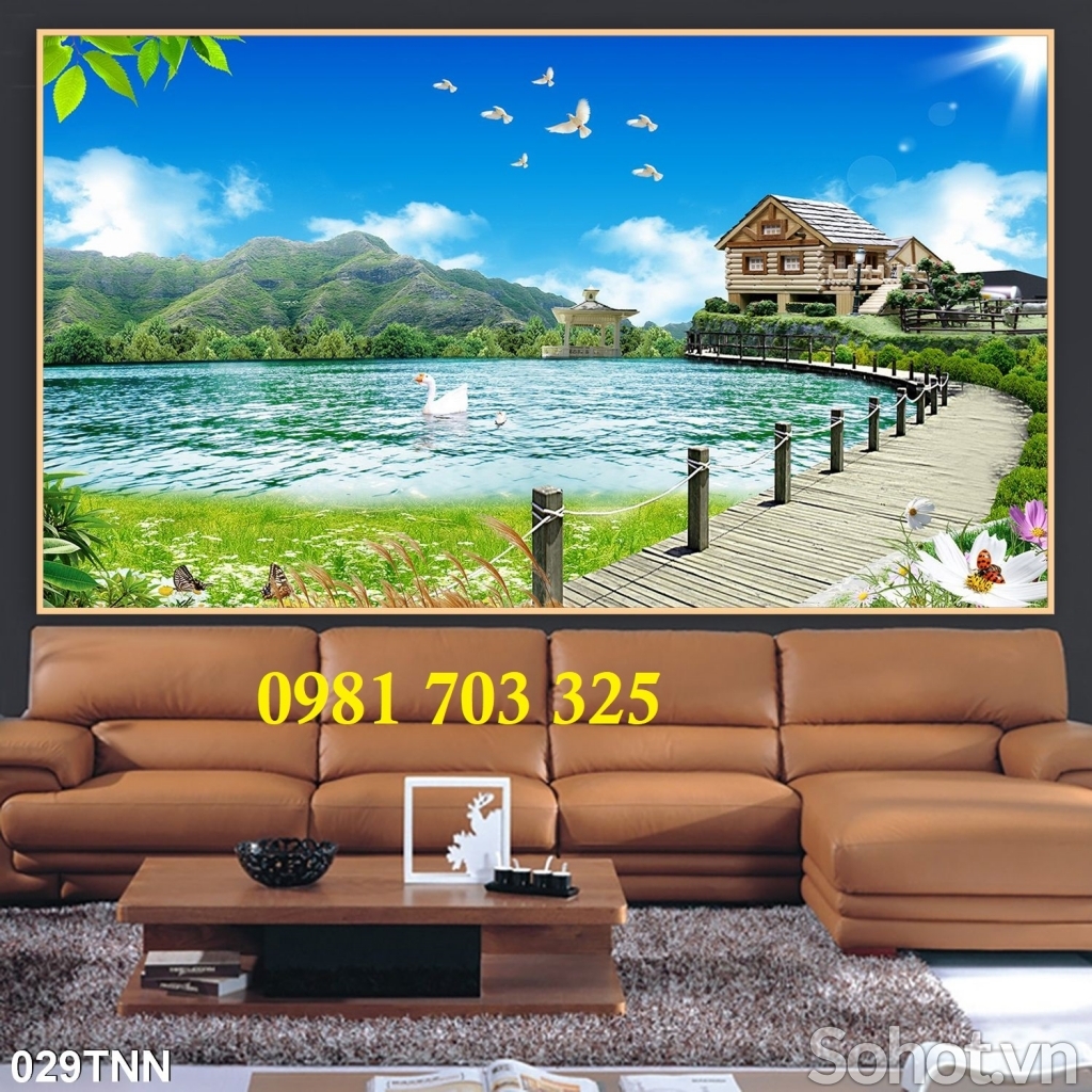Tranh phong cảnh thiên nhiên, gạch tranh ốp phòng khách