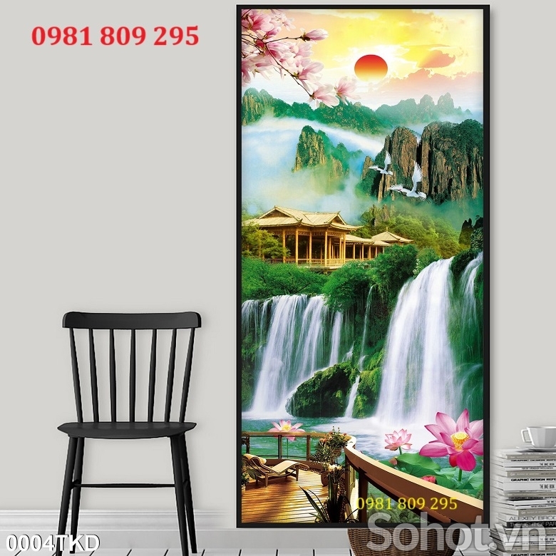 Tranh gạch , gạch ốp tường thác nước