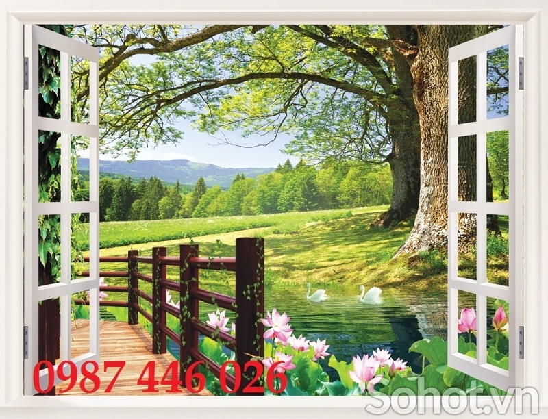Tranh gạch 3d cửa sổ HP98223