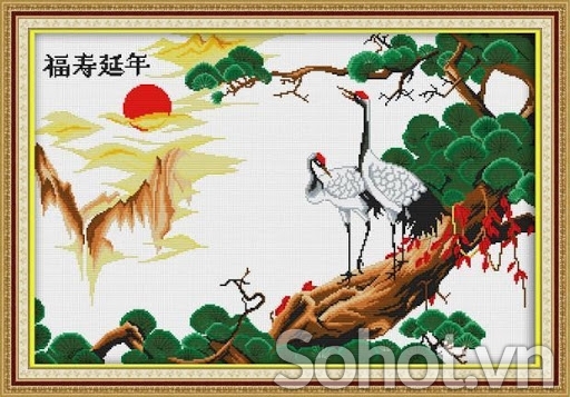 Tranh gạch 3d ốp tường tùng hạc - B655