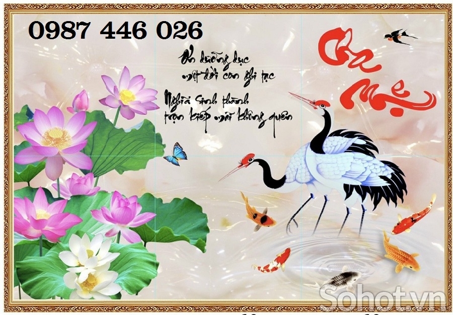 Tranh gach men hoa sen HP0222