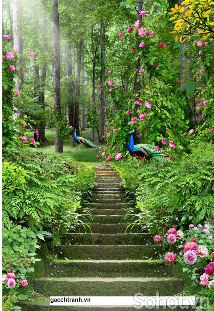 Tranh gạch 3d chim công phòng khách - DCNNB75