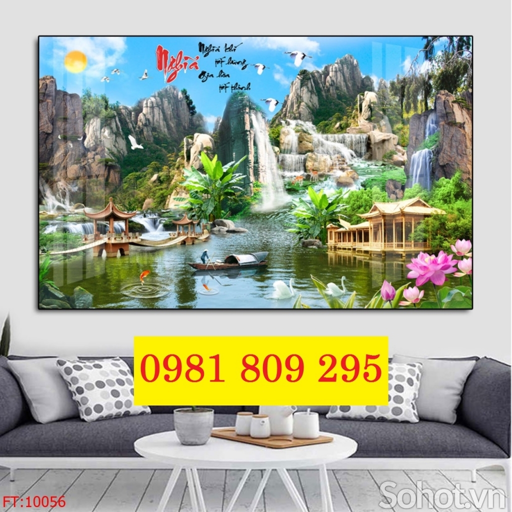 Tranh gạch , gạch ốp tường thác nước thiên nhiên