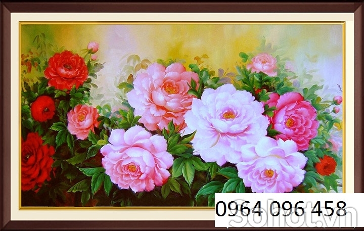 Tranh gạch 3d phong thủy hoa mẫu đơn - CVNN96