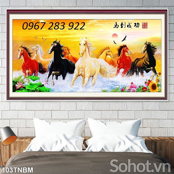 Tranh phong thủy gạch men mã đáo thành công