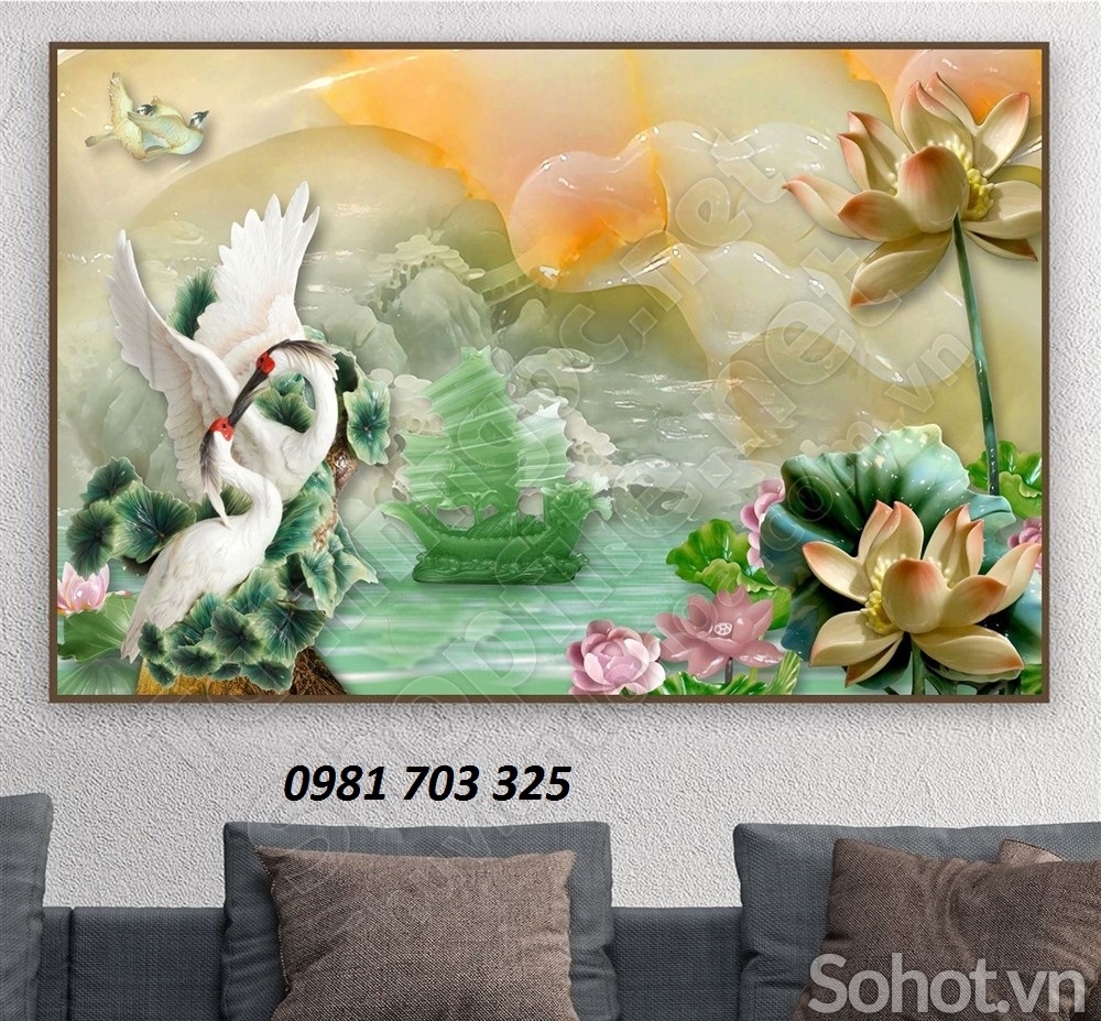 tranh 3D tùng hạc, gạch tranh