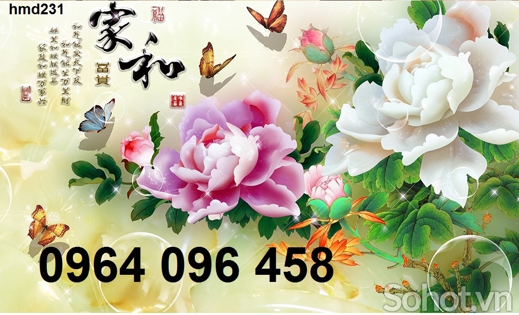 Tranh gạch 3d hoa mẫu đơn - MXBC2