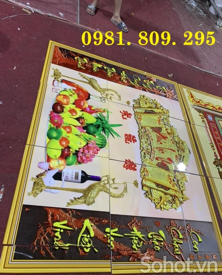 Tranh gạch men phòng thờ gia tiên