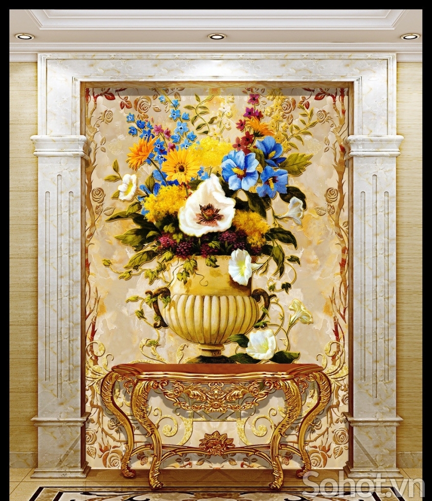 Tranh gạch 3d bình hoa - gạch tranh 3d bình hoa - GDC89