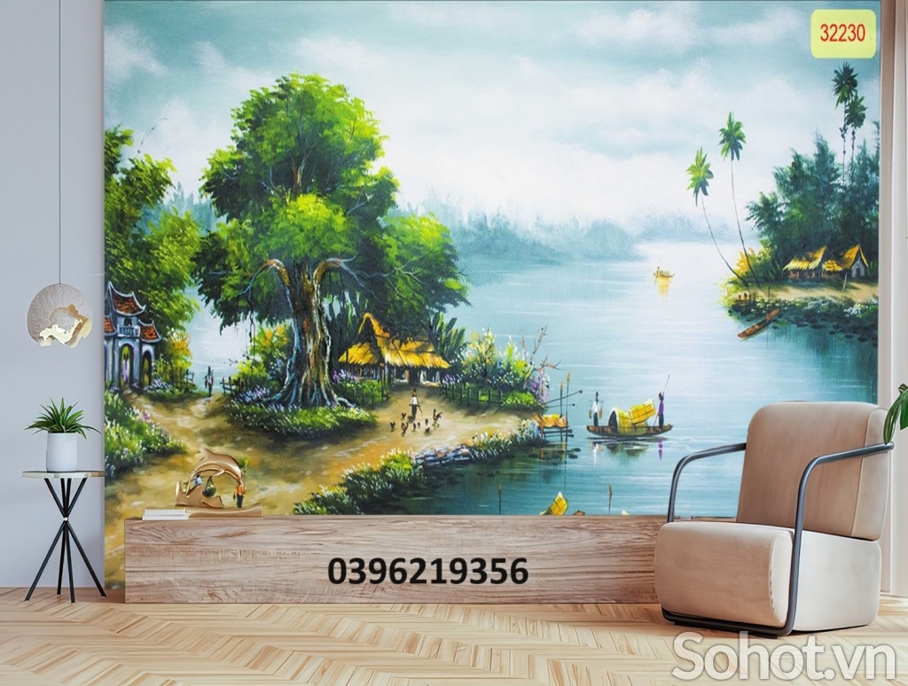 Tranh gạch đồng quê 3D trang trí đẹp