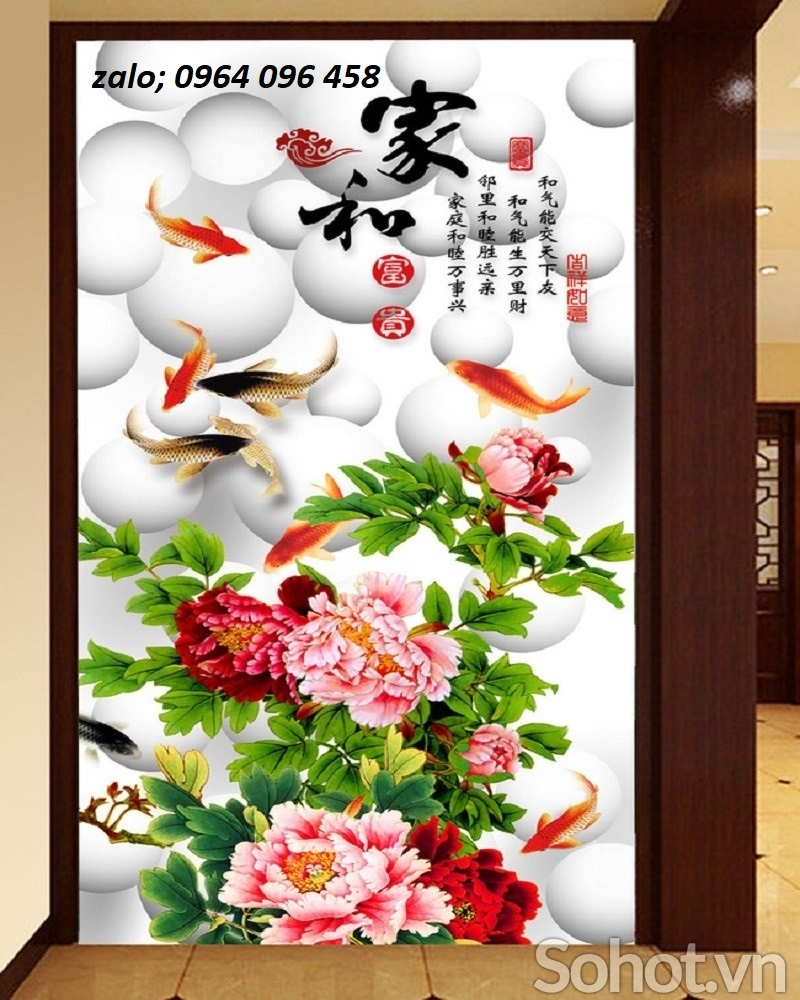 Tranh gạch 3d ốp tường hoa mẫu đơn - 2SXC63