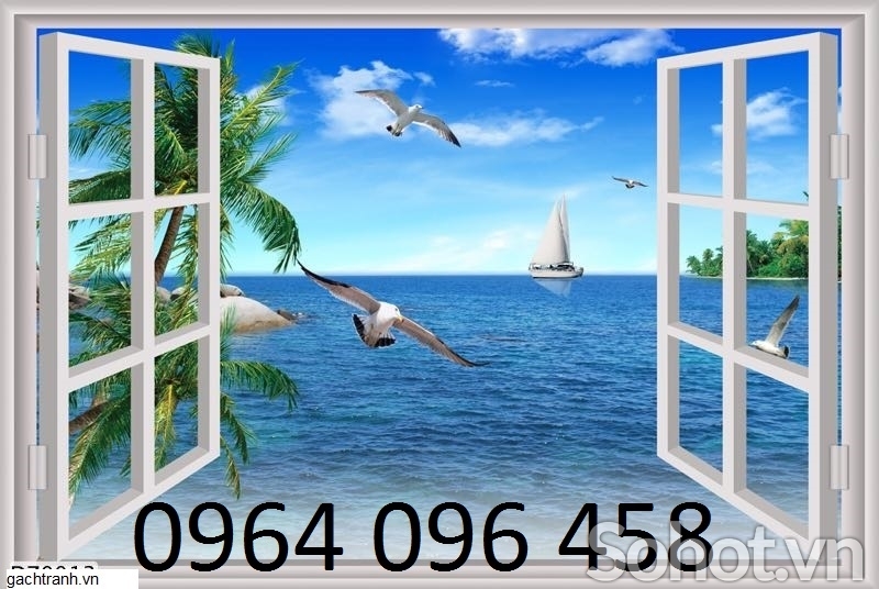 Tranh gạch 3d trang trí cửa sổ - 69C9CC
