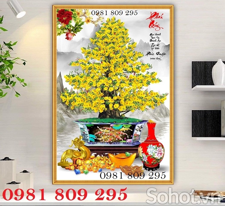 Tranh hoa mai, gạch tranh 3d