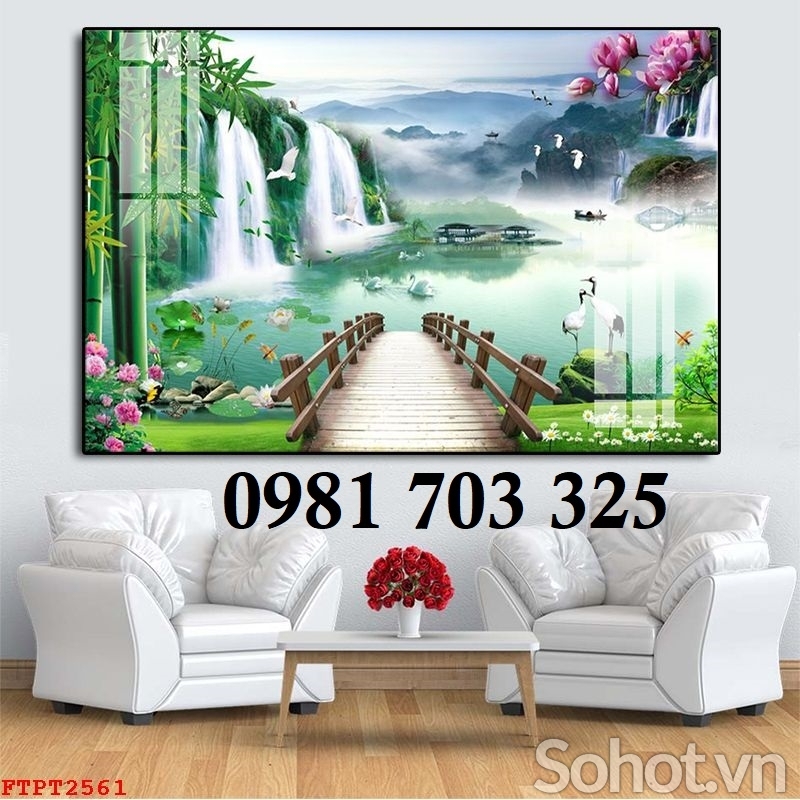 Tranh gạch 3D phong cảnh sơn thủy hữu tình