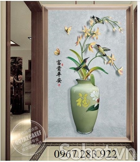 Tranh 3D- Tranh hoa khổ dọc