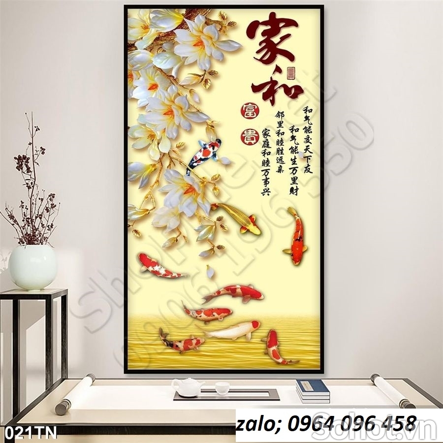 Tranh gạch 3d phong thủy phòng khách - KXDC4